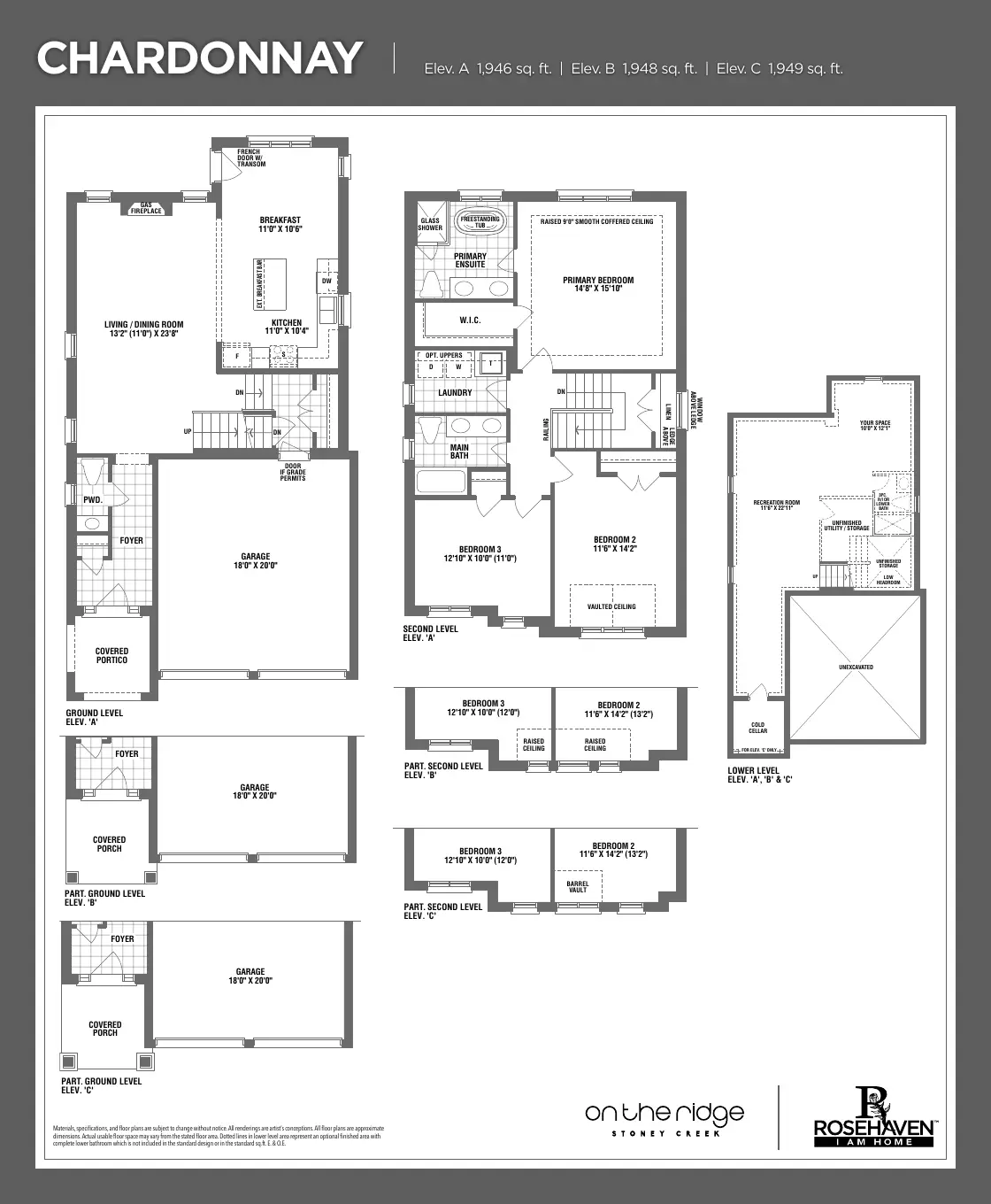 Floor plans of the Chardonnay 35' detached home