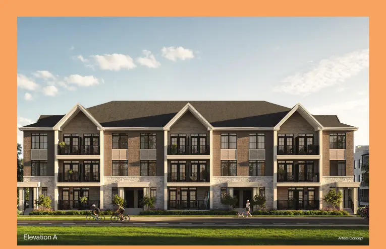 Rendering of the three-storey Coast townhomes, elevation A
